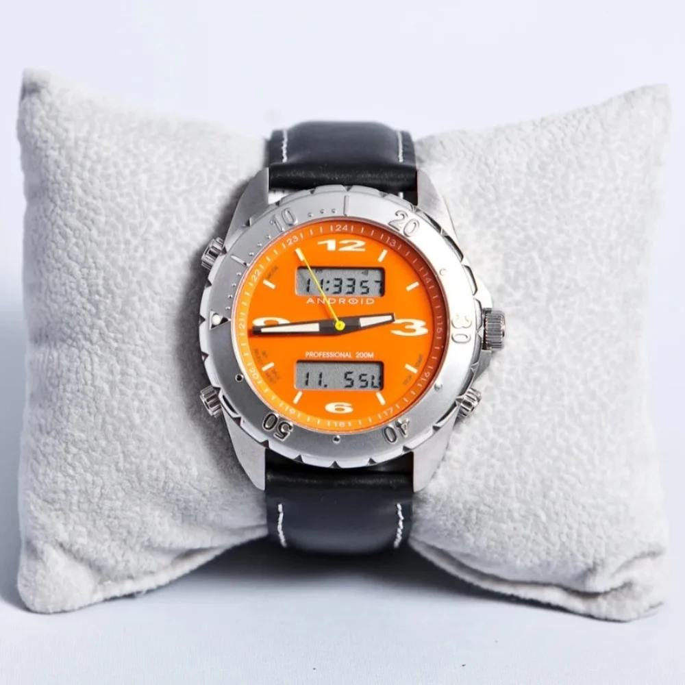 Android Intrepid Analog-Digital Orange Black Leather Strap Men's Watch AD254
